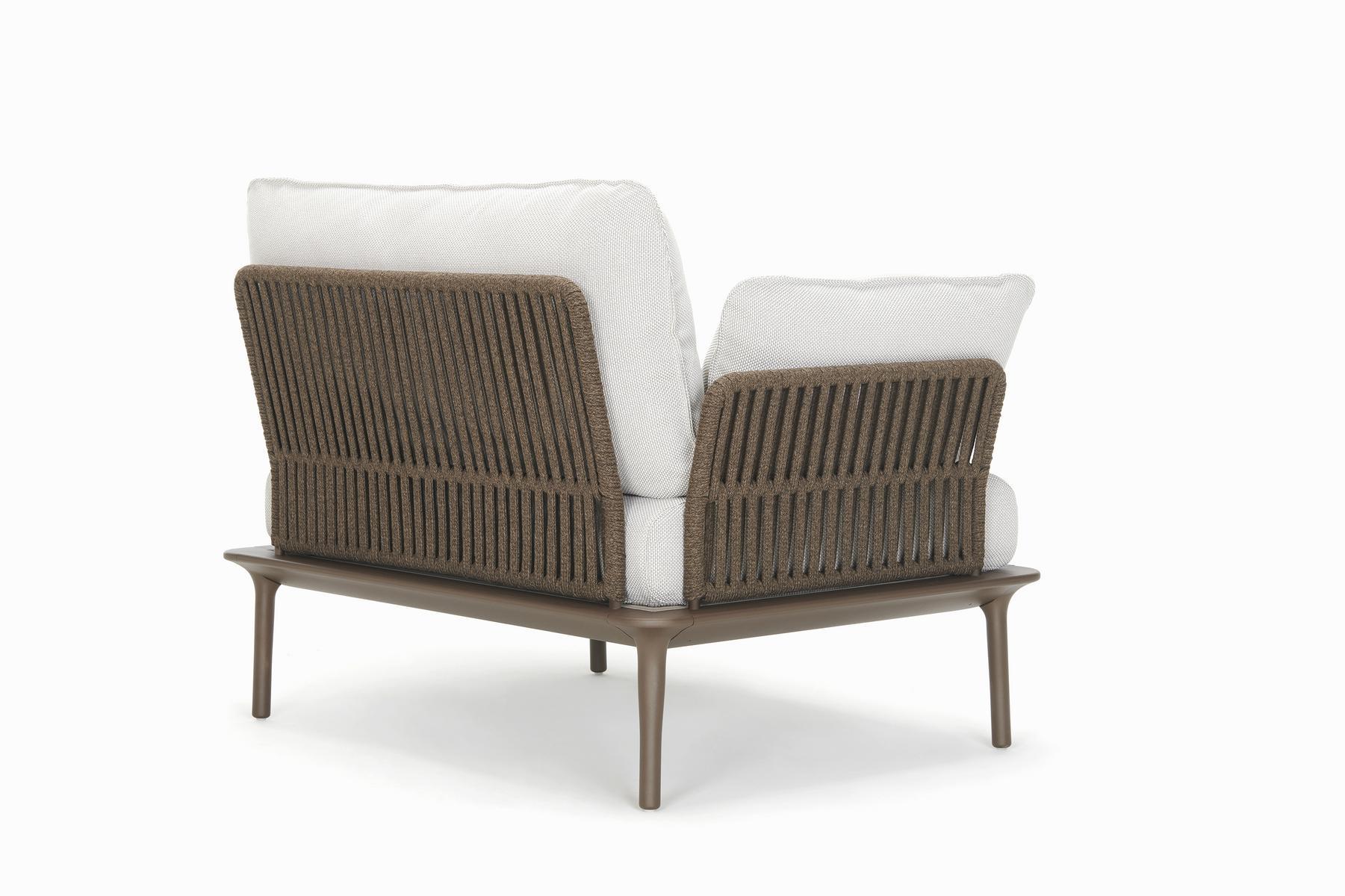 Aluminium and polypropylene rope garden armchair with arms | Reva/2_p by Pedrali