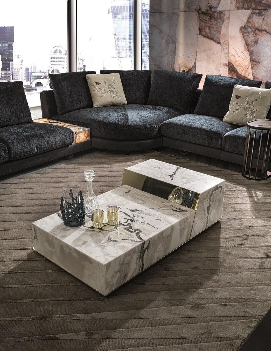 Rectangular stone coffee table with drawers | Bold by Longhi