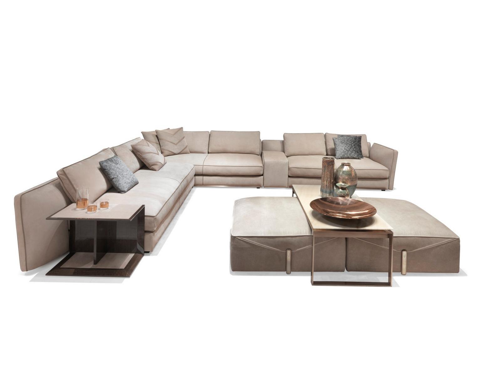 Upholstered square leather pouf | Bastian by Visionnair