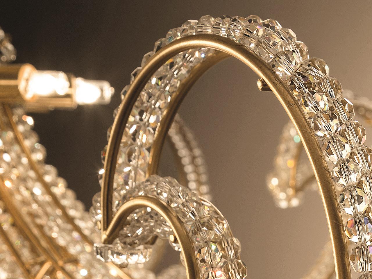 Metal ceiling lamp with crystals | Cristalis Pl12 by Masiero