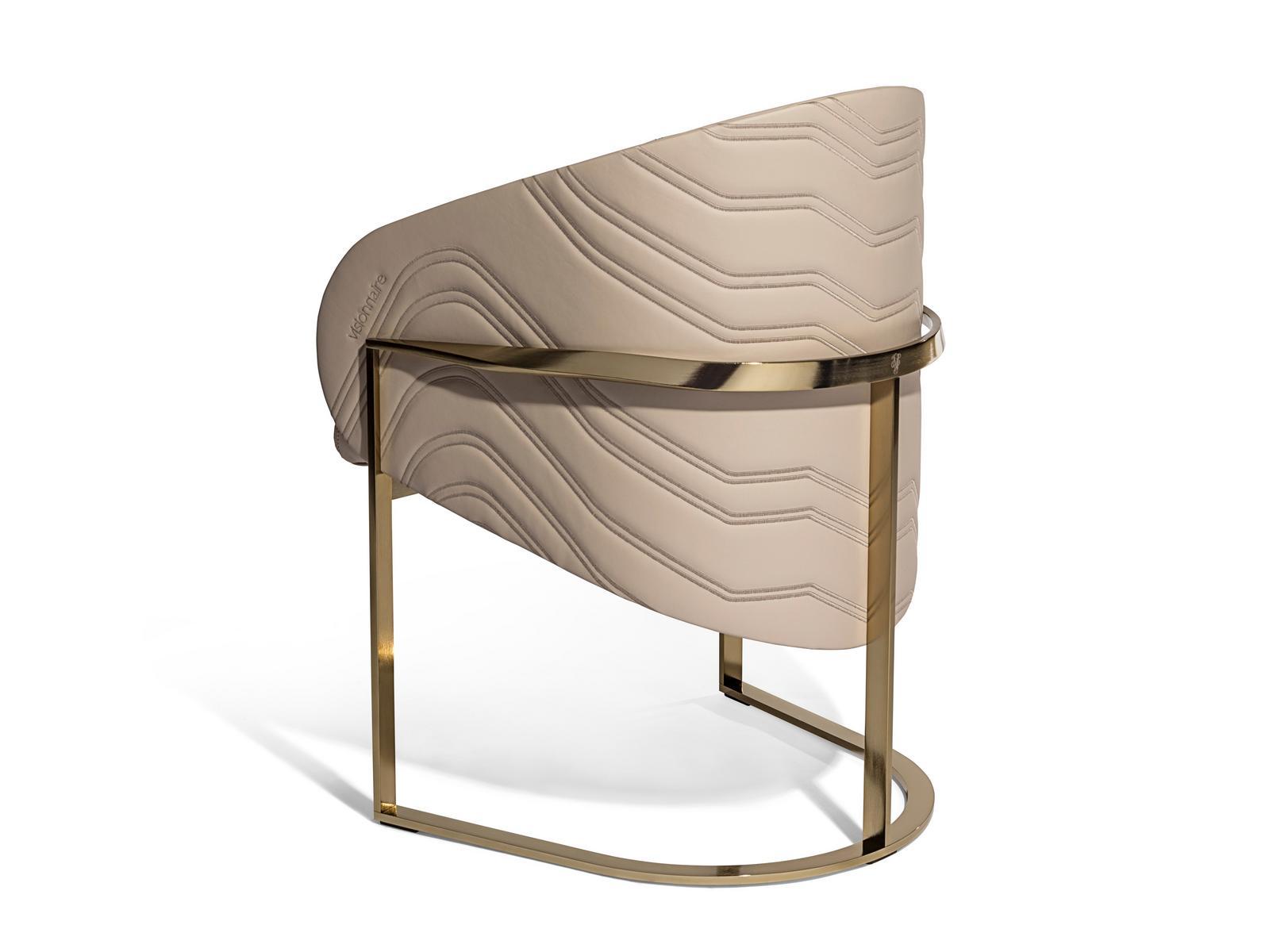 Upholstered leather easy chair with armrests | Cloud by Visionnair