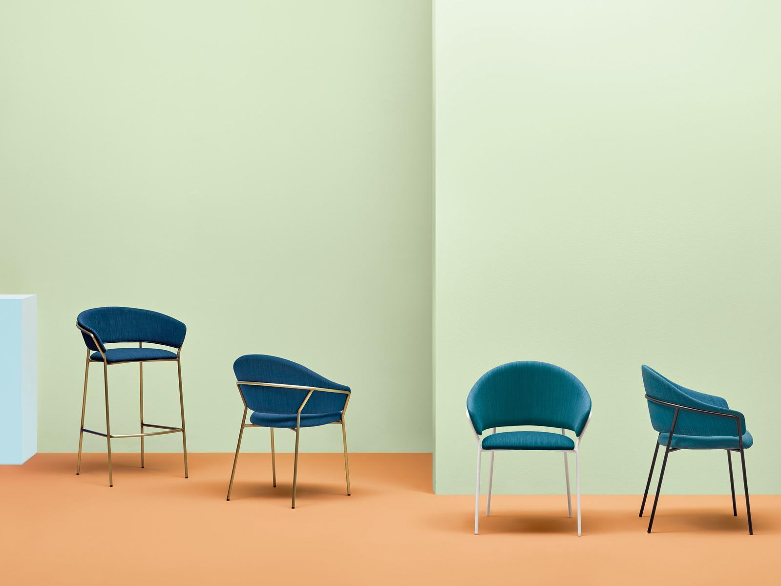 High upholstered stool with back | Jazz 3718 by Pedrali