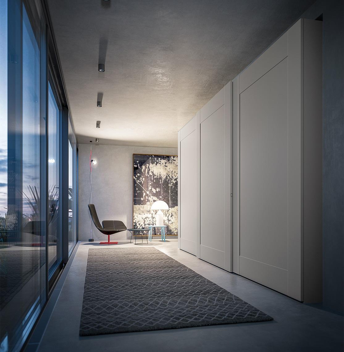 Modular lacquered wardrobe with coplanar doors | Quadra by ALF Dafre