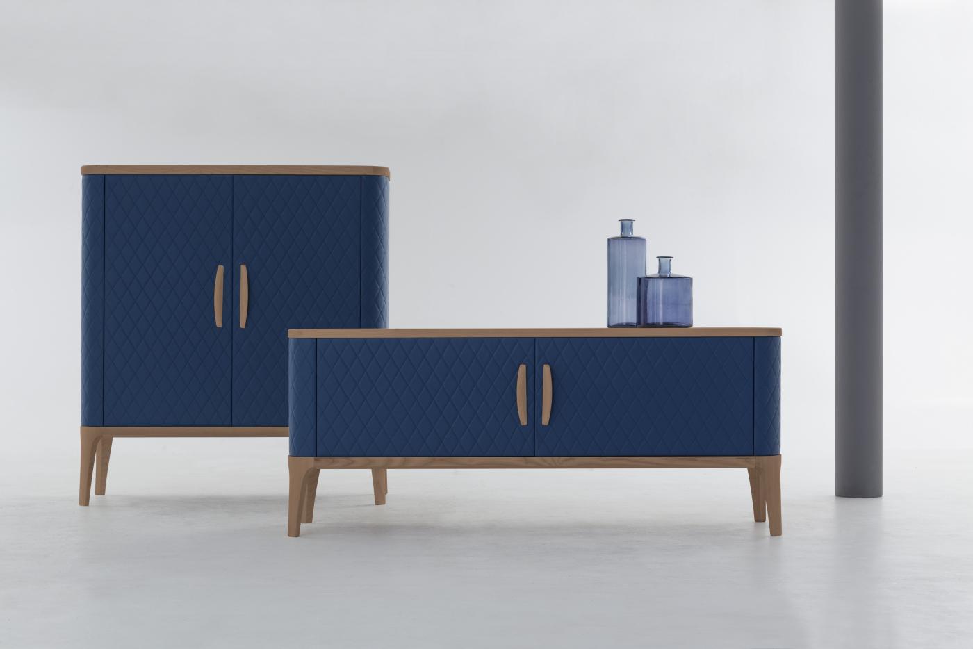 Leather highboard with doors | Tiffany by Tonin Casa