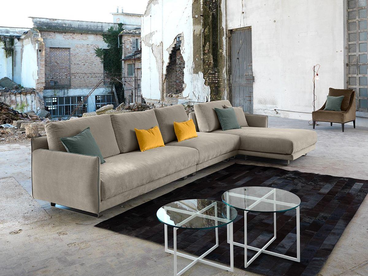 Fabric sofa with chaise longue | Araki by Domingo salotti