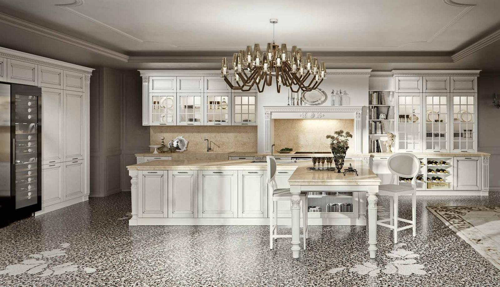 Wood kitchen with handles Old Line Gold-ie