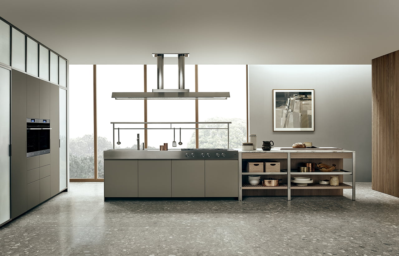 Melamine kitchen without handles Ernestomeda K-Lab