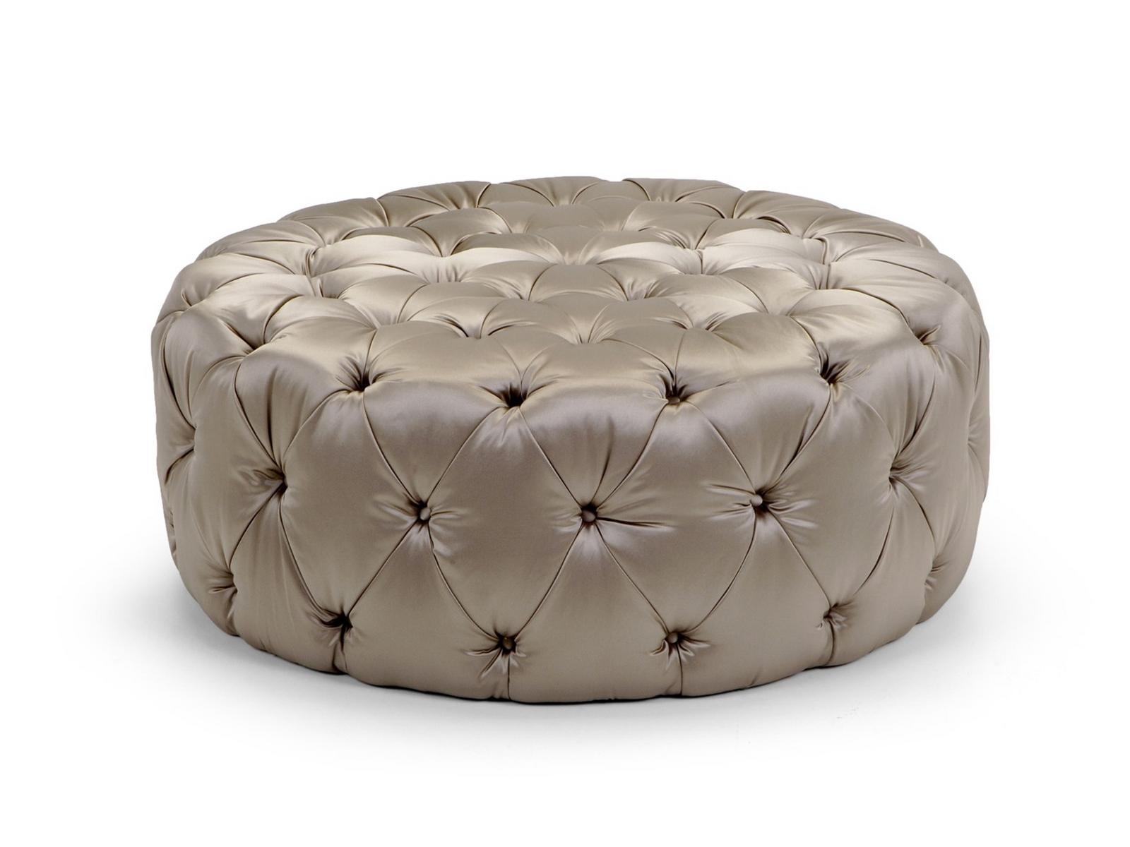 Tufted round leather pouf | Malvina by Domingo salotti