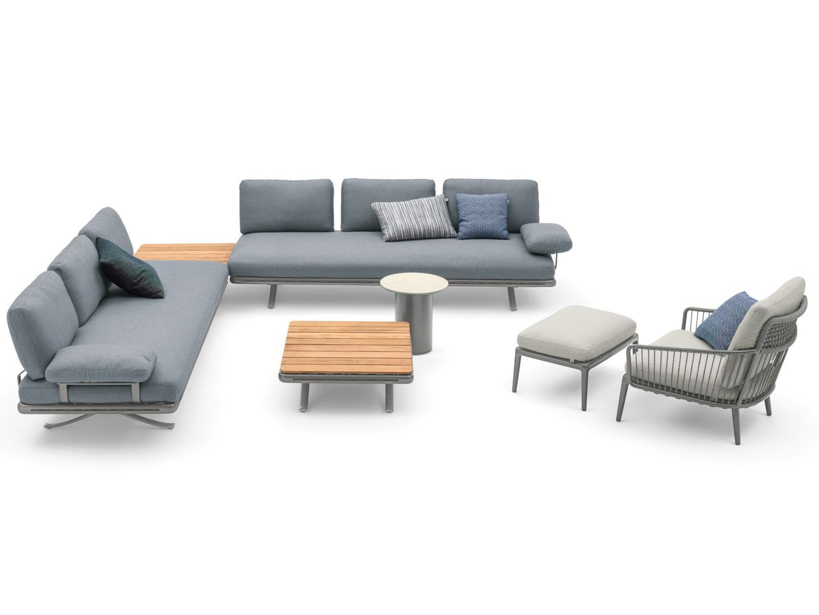 Round aluminium garden side table with ceramic top | 260 Yoko by Rolf Benz