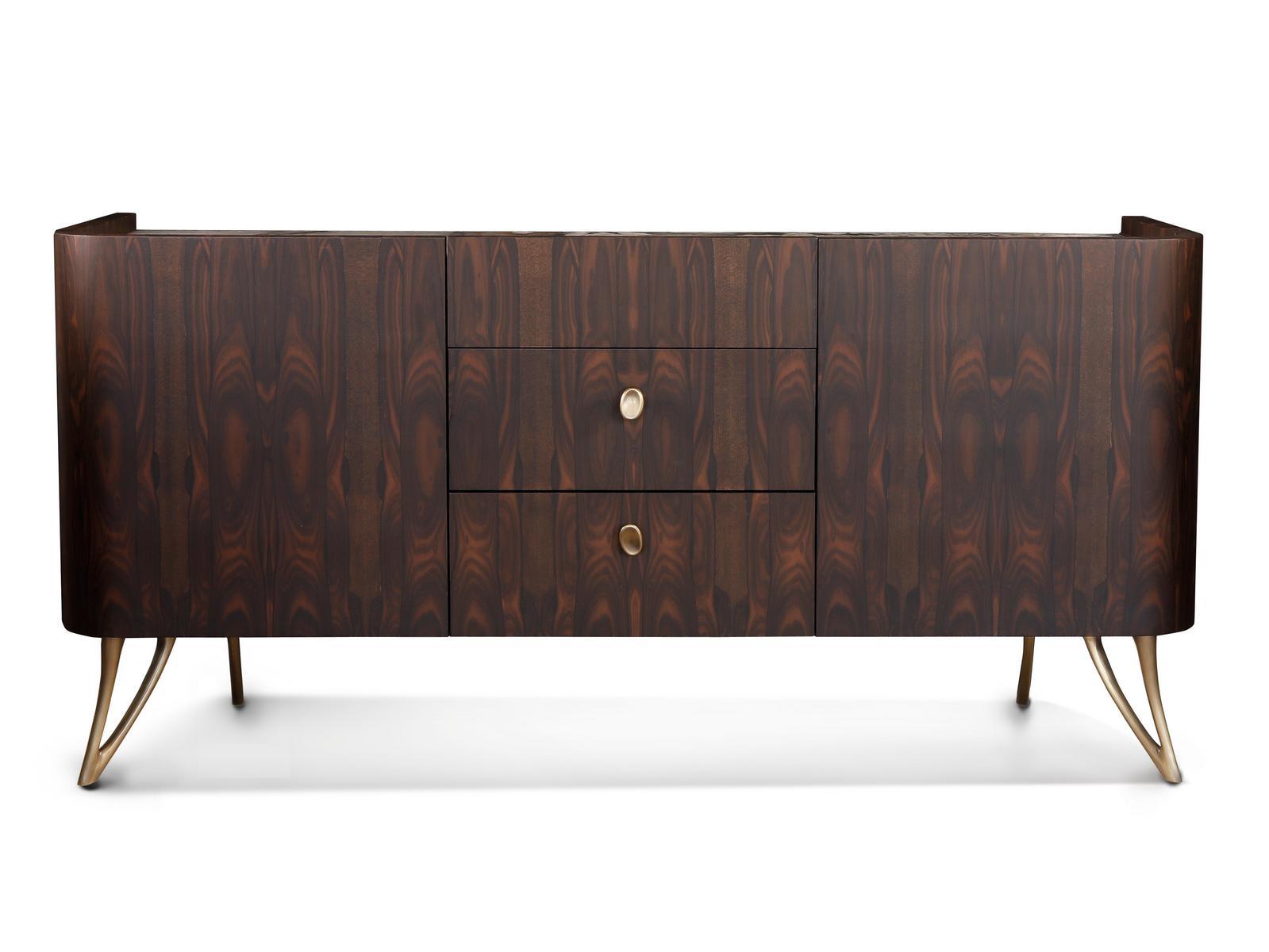 Ziricote wood sideboard with drawers with integrated lighting | Atena by Ezio Bellotti