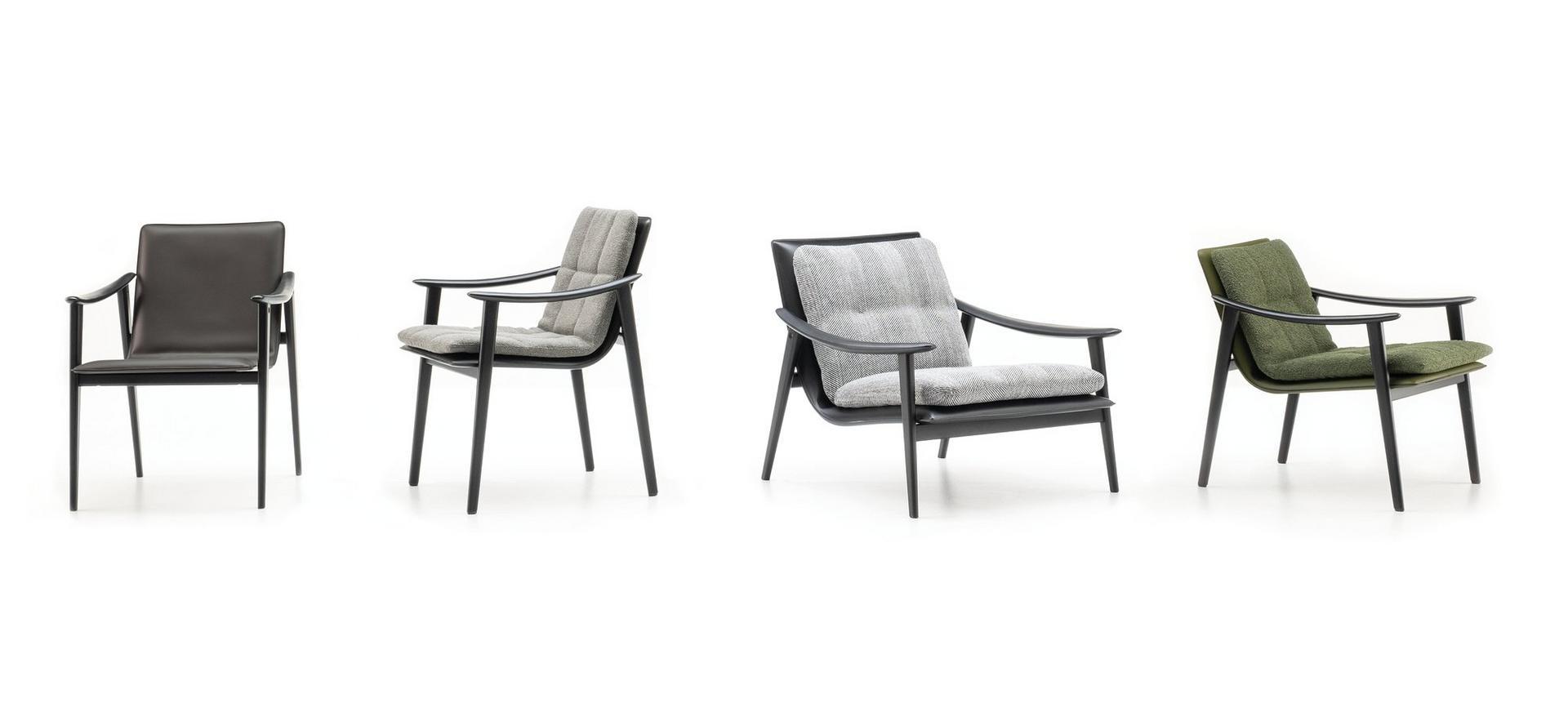 Tanned leather armchair with armrests | Fynn Saddle Hide by Minotti