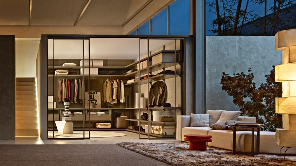 Sliding glass cabinet door for walk-in wardrobes | Dwell by Molteni