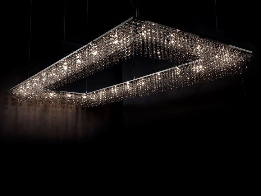Direct light metal pendant lamp with crystals | Sky Cycles Rectangle H26 by Ilfari