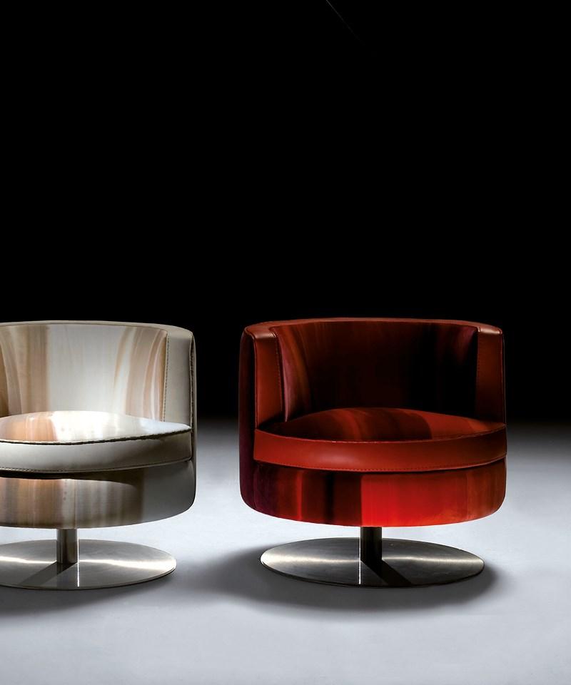 Swivel velvet easy chair | Frisbee by Borzalino