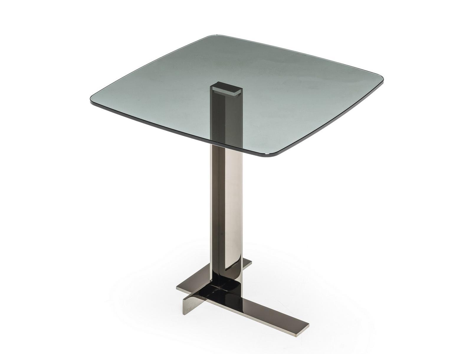 Square glass side table | Lith by Arketipo