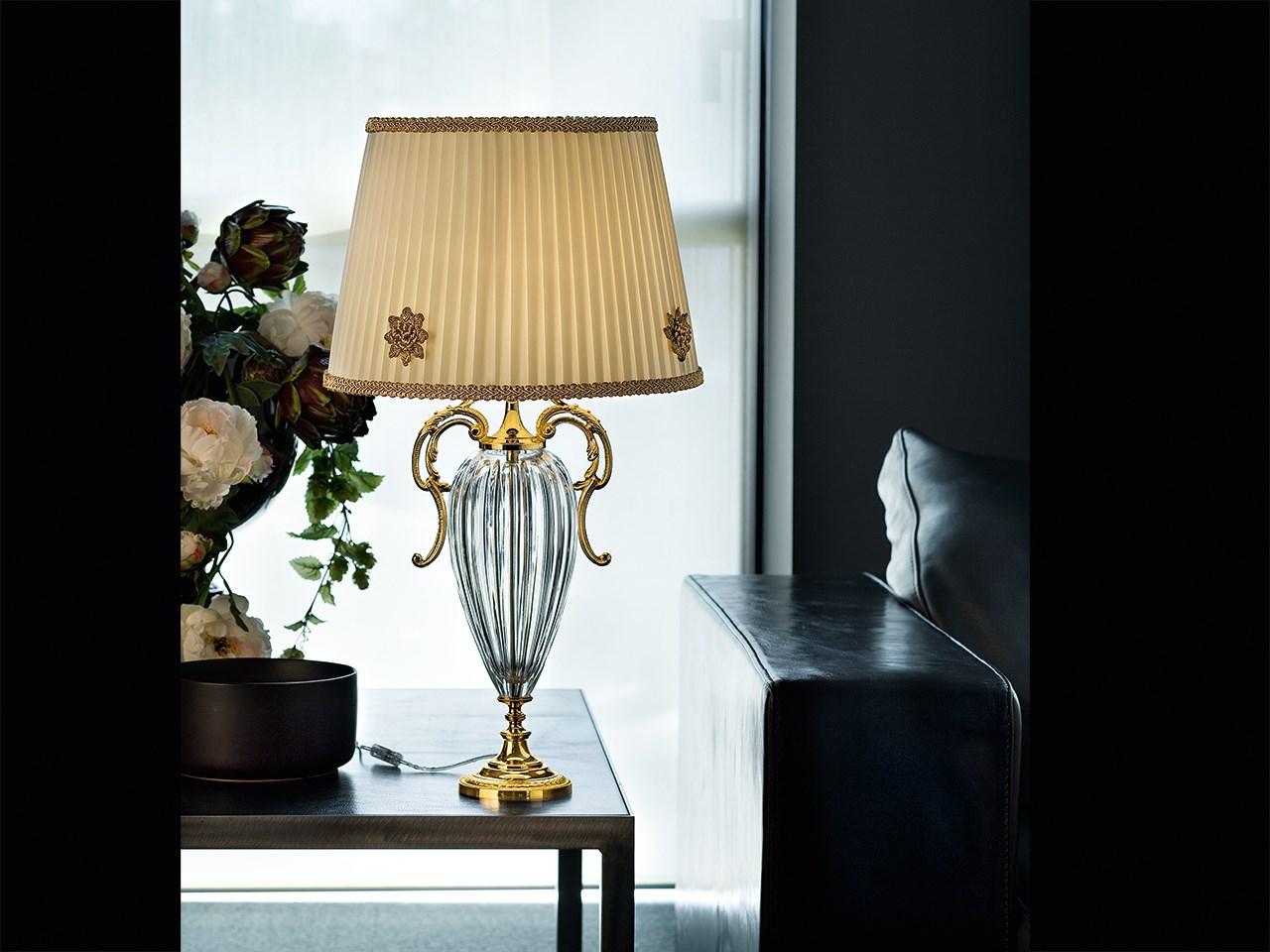Classic style metal table lamp with crystals | Primadonna Tl1g / Tl1p by Masiero