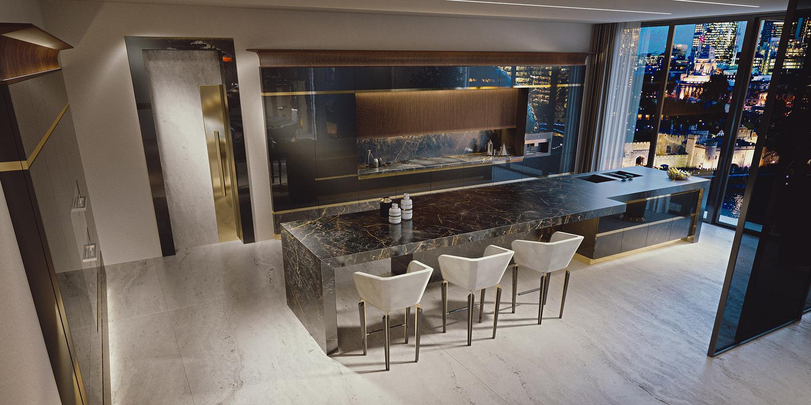 Lacquered kitchen with handles Brummel Jewel