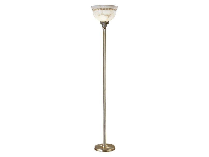 Antique Brass floor lamp with alabaster | Mila 27089/p by Possoni Illuminazione
