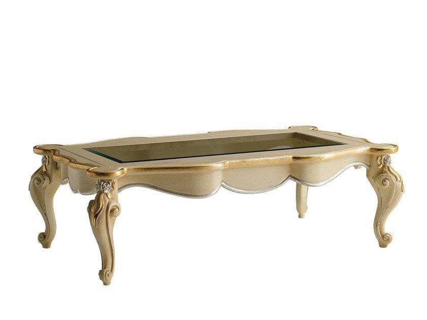 Rectangular wood and glass coffee table | Botero by Volpi