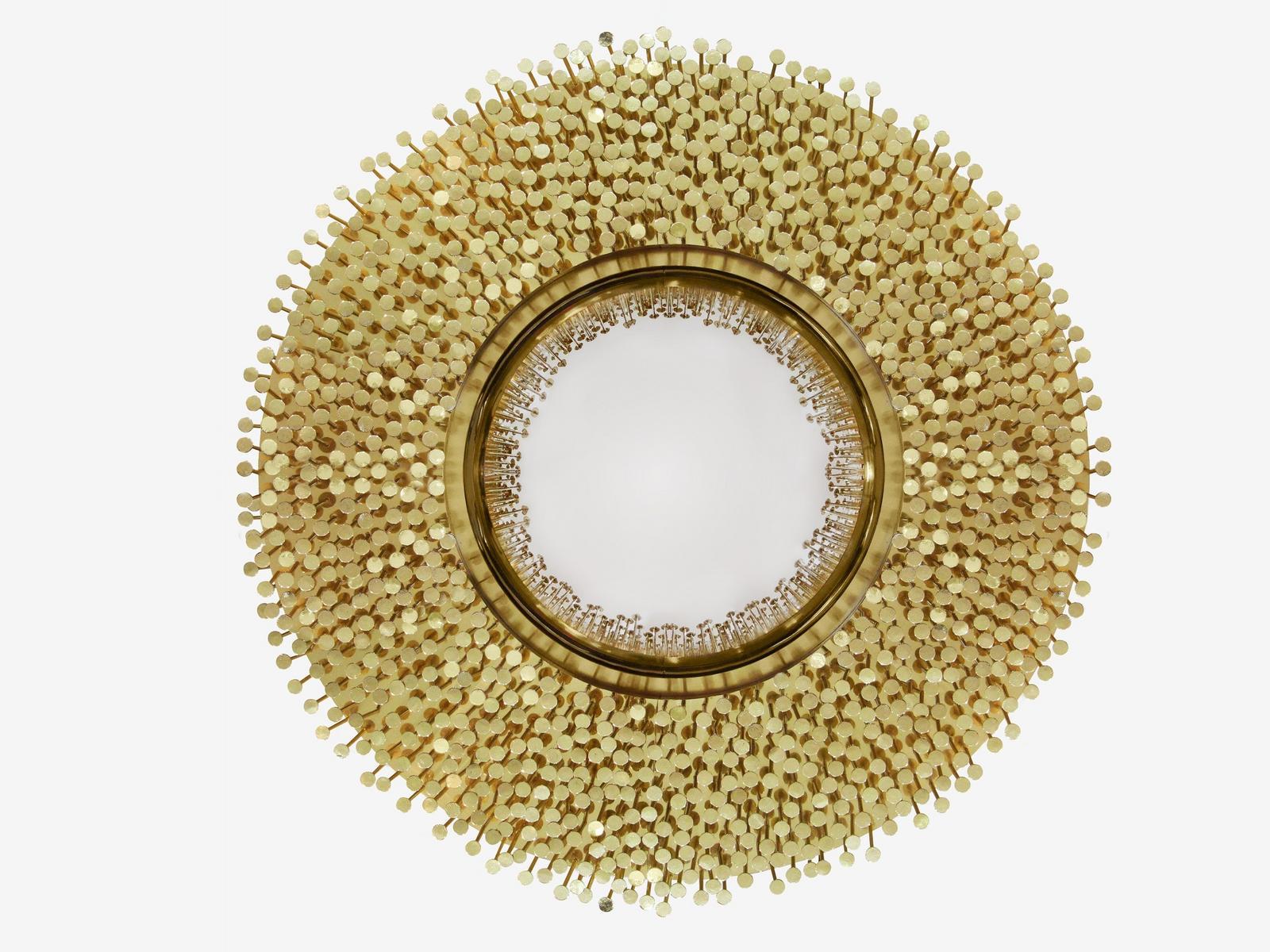 Round wall-mounted framed brass mirror | Robin by Boca Do Lobo