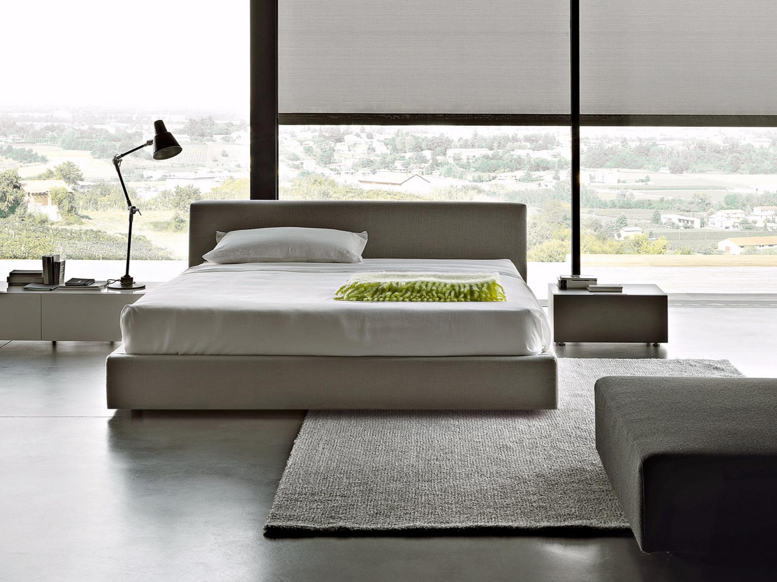 Upholstered fabric double bed | Softland by Lema