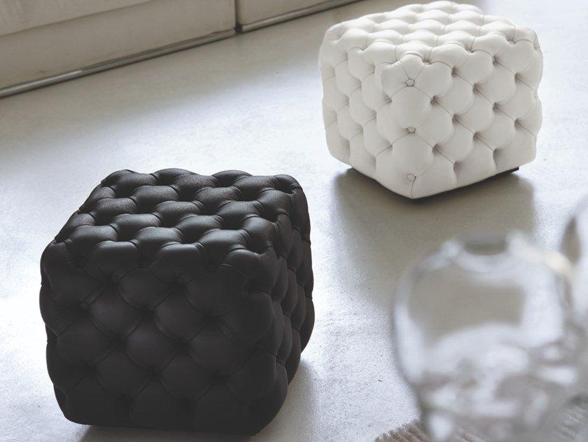 Tufted leather pouf | Alcide by Porada