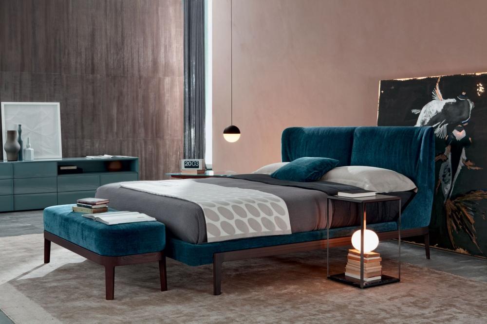 Double bed with upholstered headboard | Fulham by Molteni