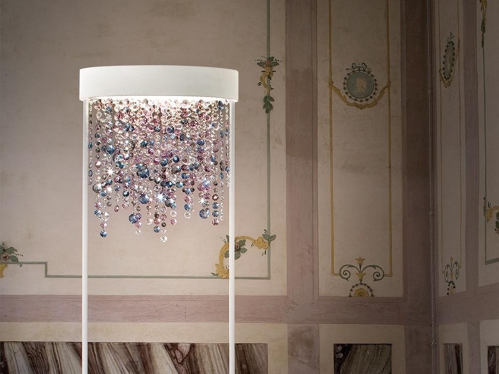 LED painted metal floor lamp with crystals | Olá Stl2 by Masiero