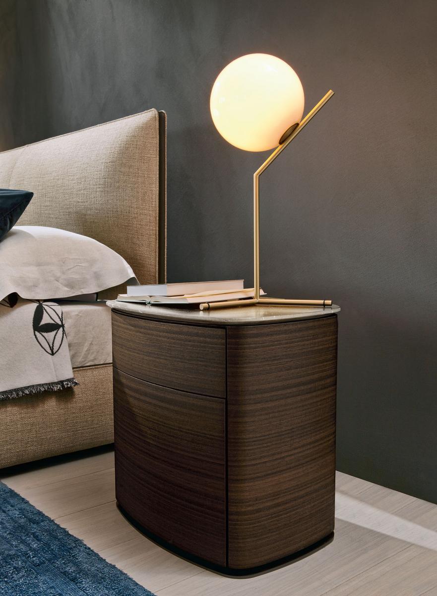 Rectangular eucalyptus bedside table with drawers | 4040 by Molteni