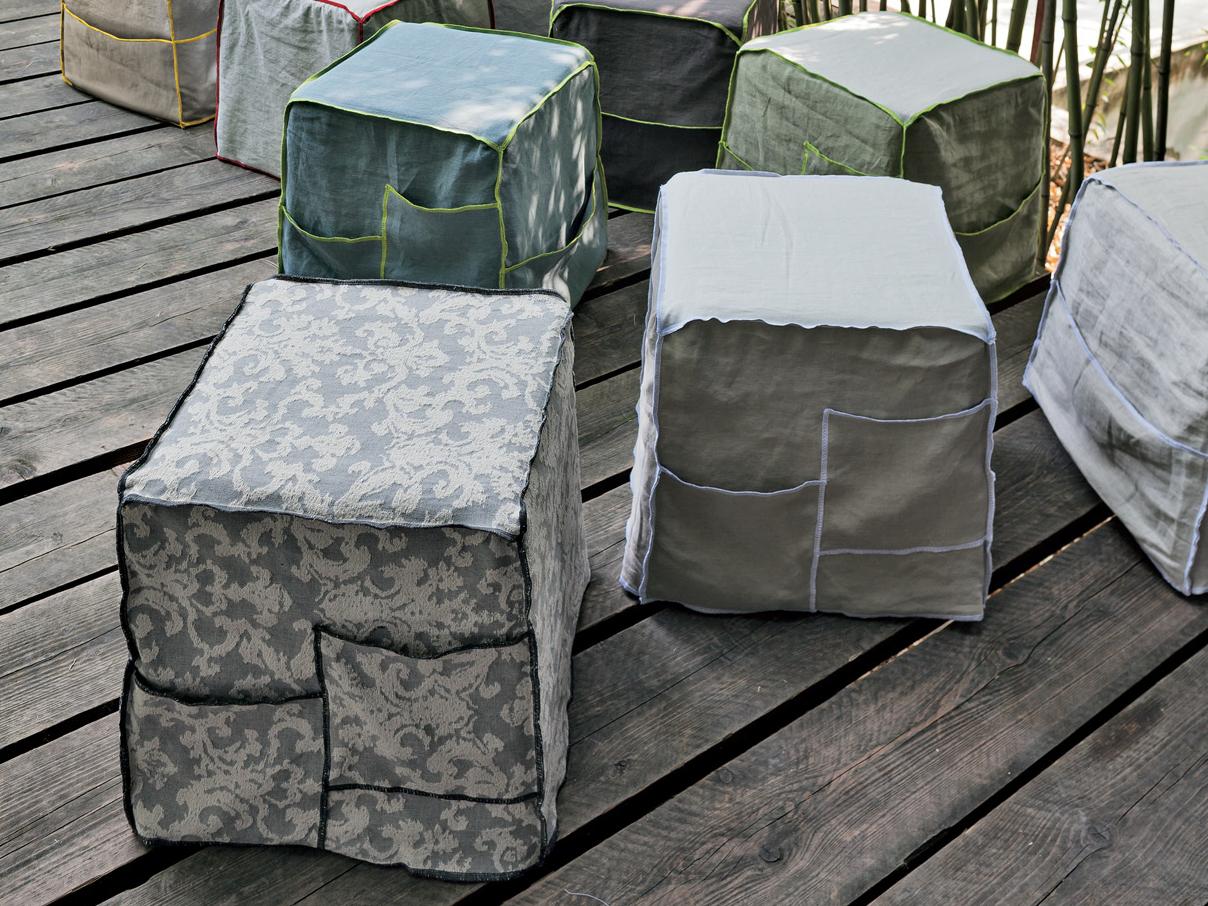 Upholstered square pouf | Cookie by Tomasella