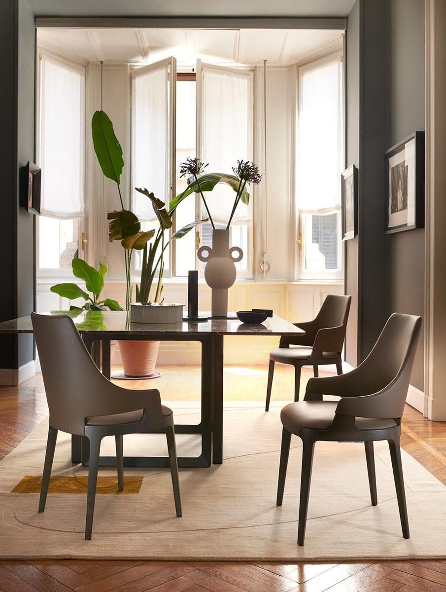 Upholstered leather chair with armrests | Velis by Potocco