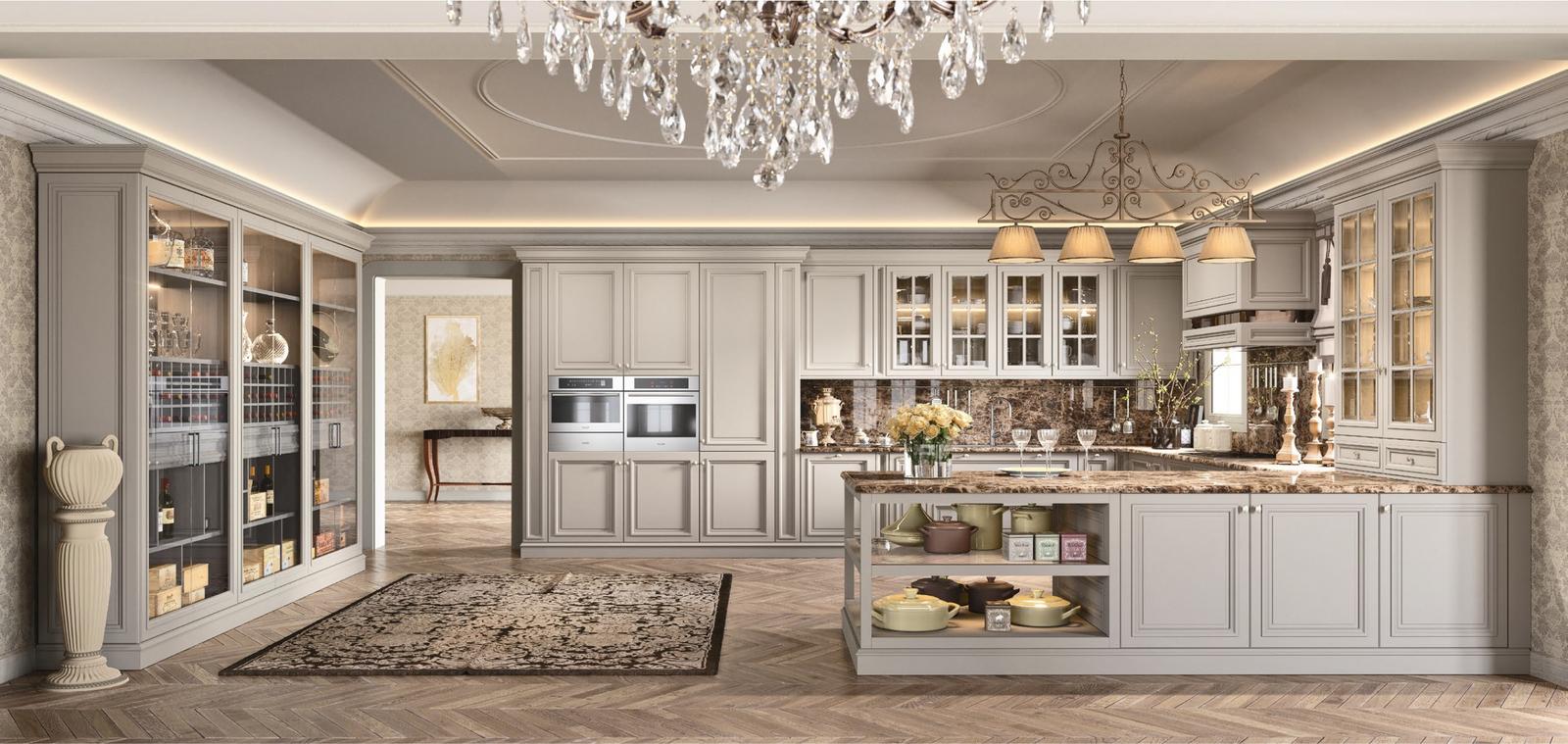 Wood kitchen with handles FM bottega d'Arte London