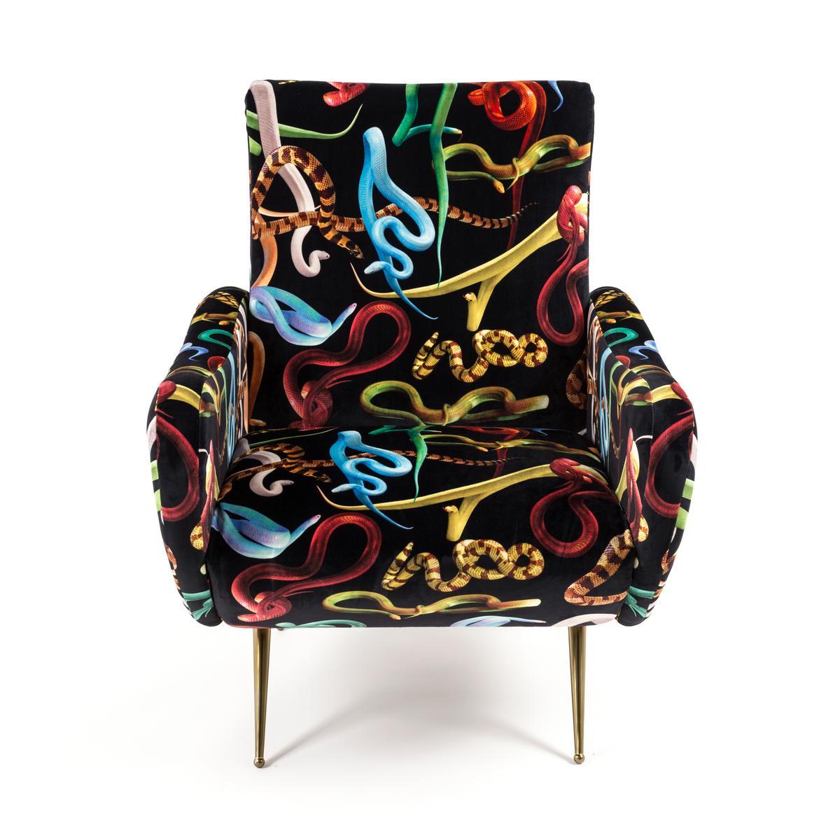 Fabric armchair with armrests | Snakes by Seletti