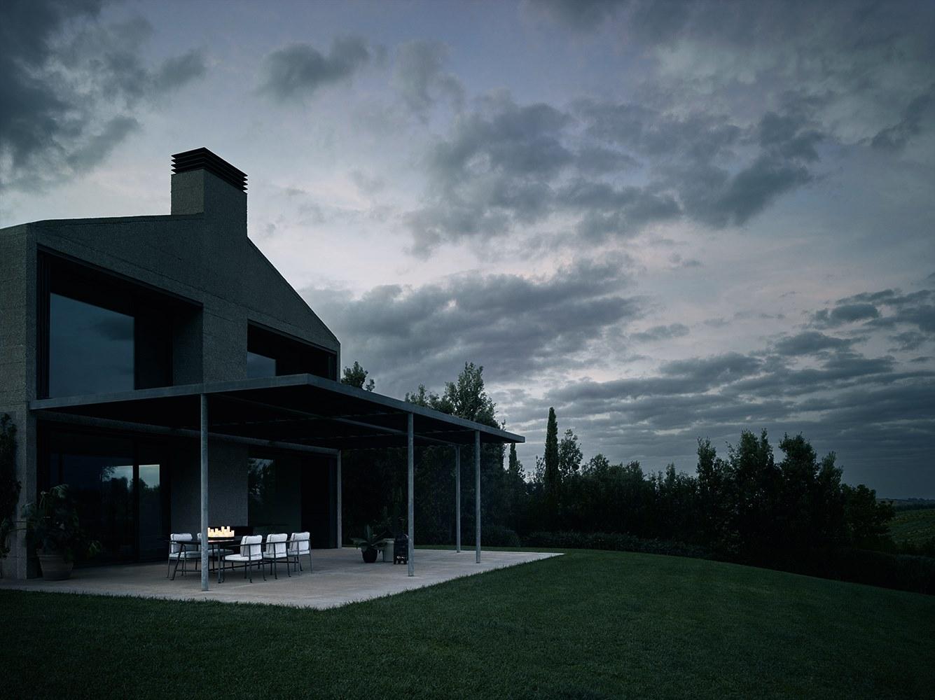 Rectangular garden table with lava stone | Borea by B&B Italia