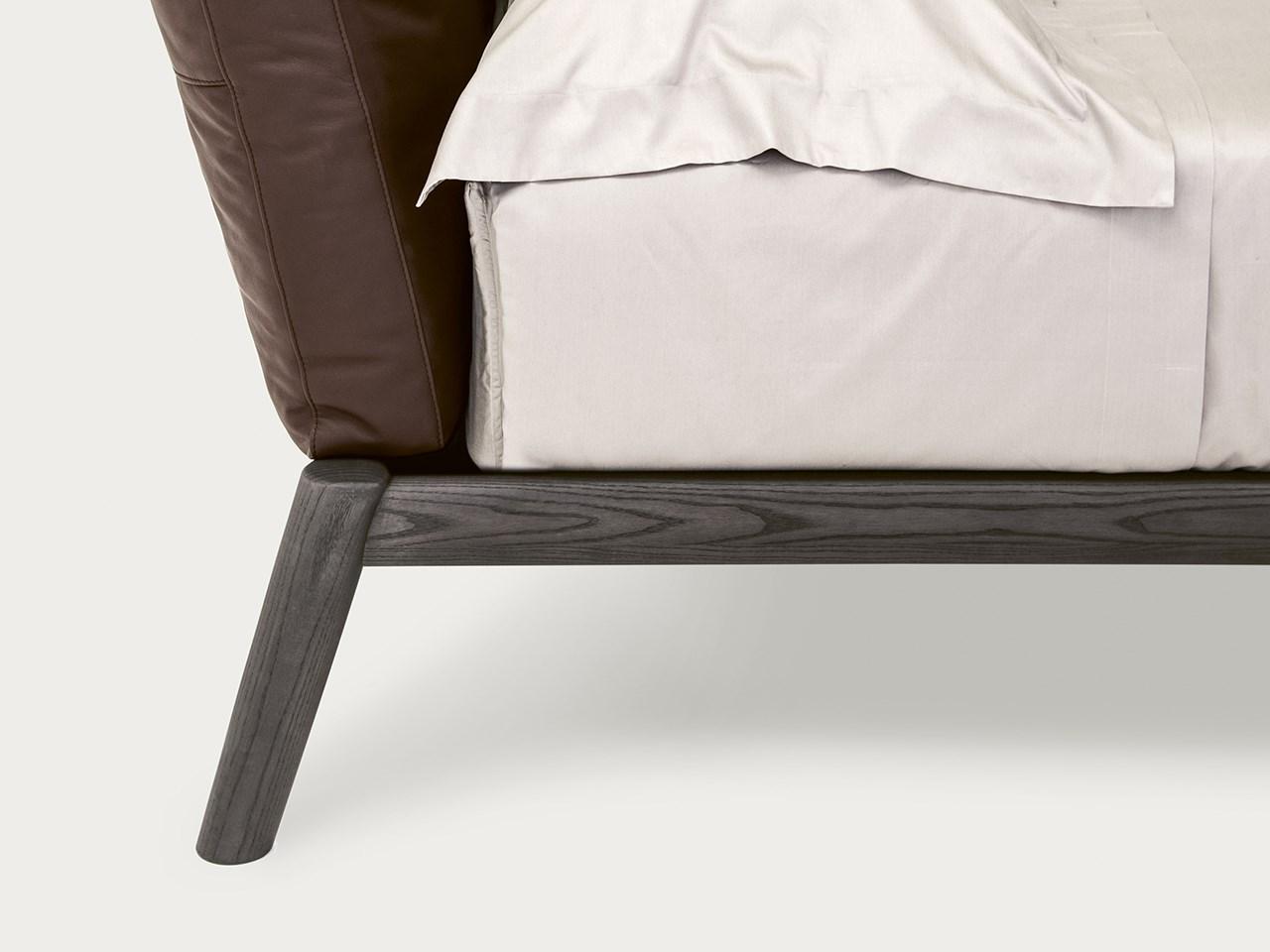 Ash double bed with upholstered headboard | Dioniso by Pianca