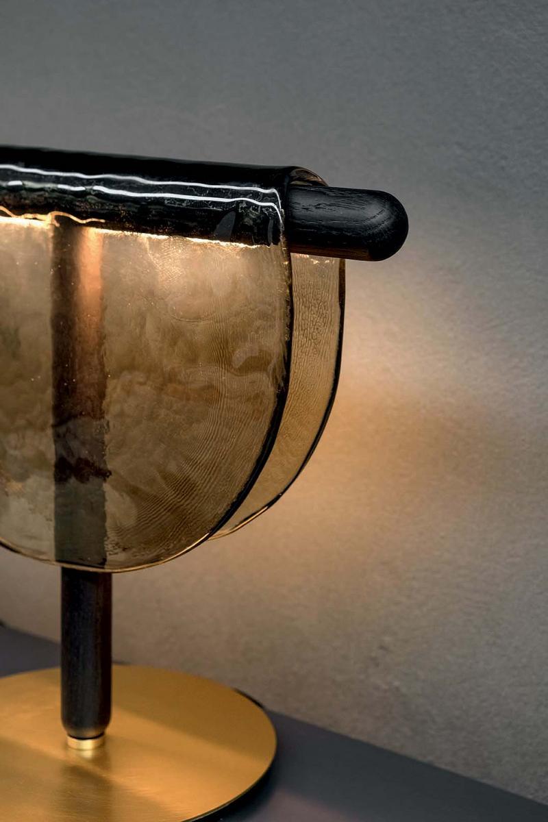 LED glass and solid oak table lamp | Dalì by Tonin Casa