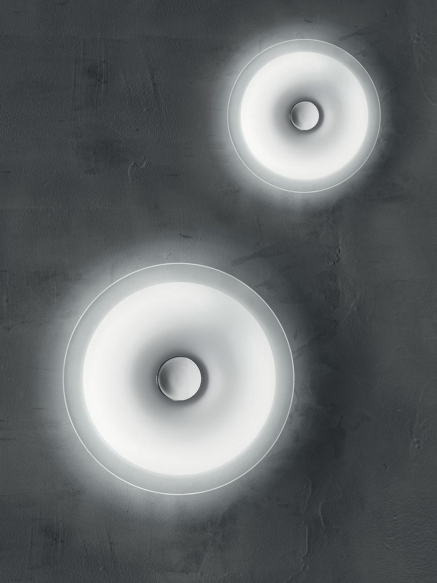 Screen printed glass wall lamp / ceiling lamp | Planet P-pl 48 by Leucos