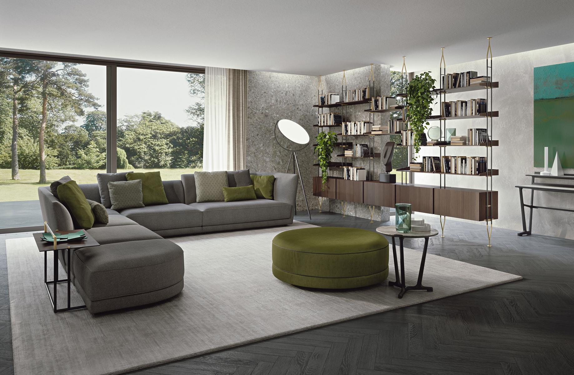 Corner fabric sofa with chaise longue | Foster by Frigerio