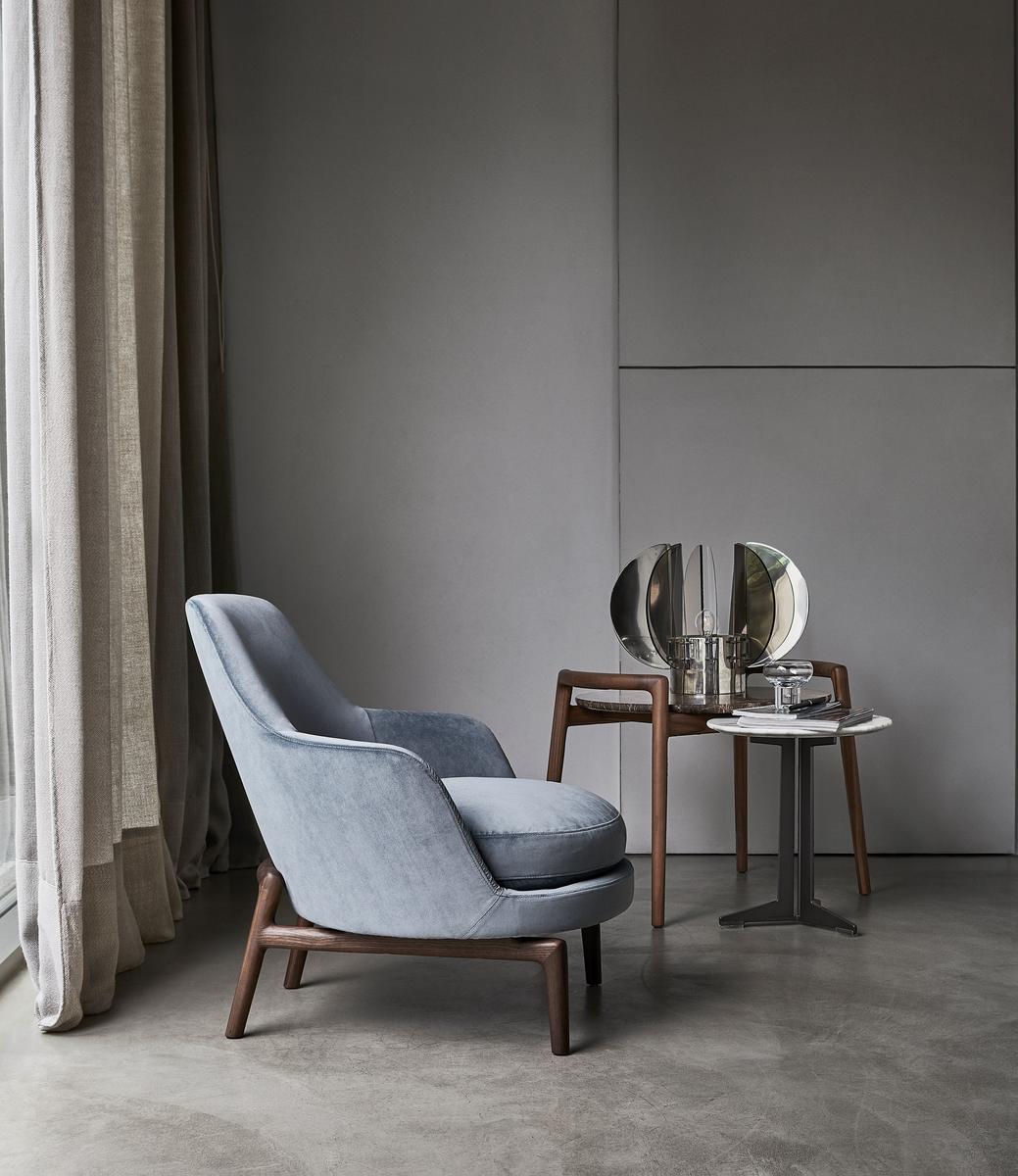 Fabric armchair with armrests | Leda by Flexform