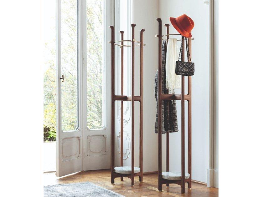 Walnut coat rack with umbrella stand | Igor by Porada
