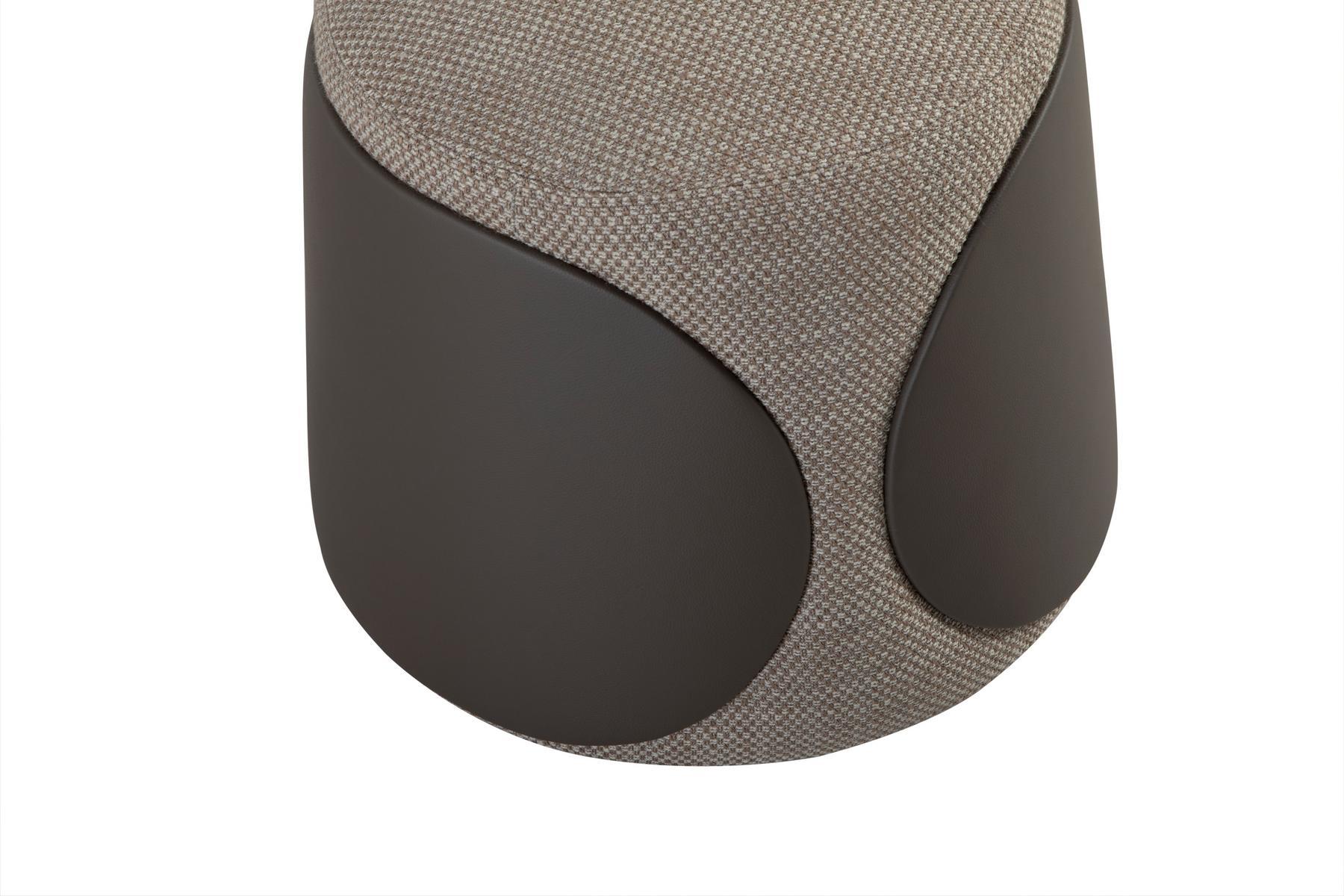 Upholstered round fabric and leather pouf | Mama by Tonin Casa