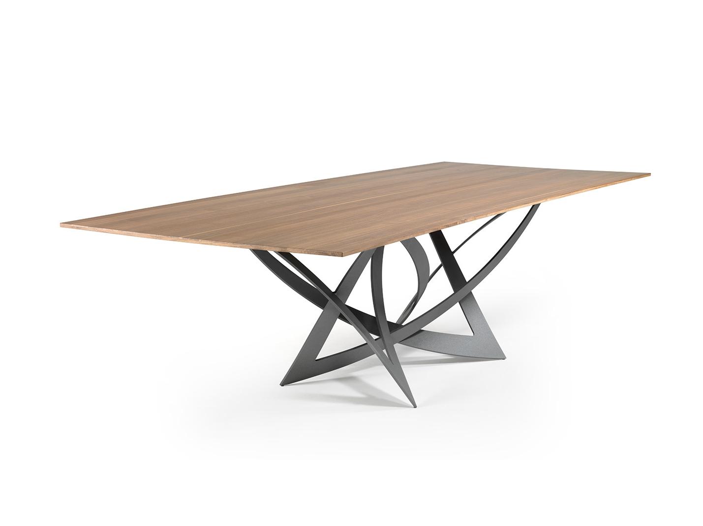 Rectangular stainless steel and wood dining table | Infinito by Reflex