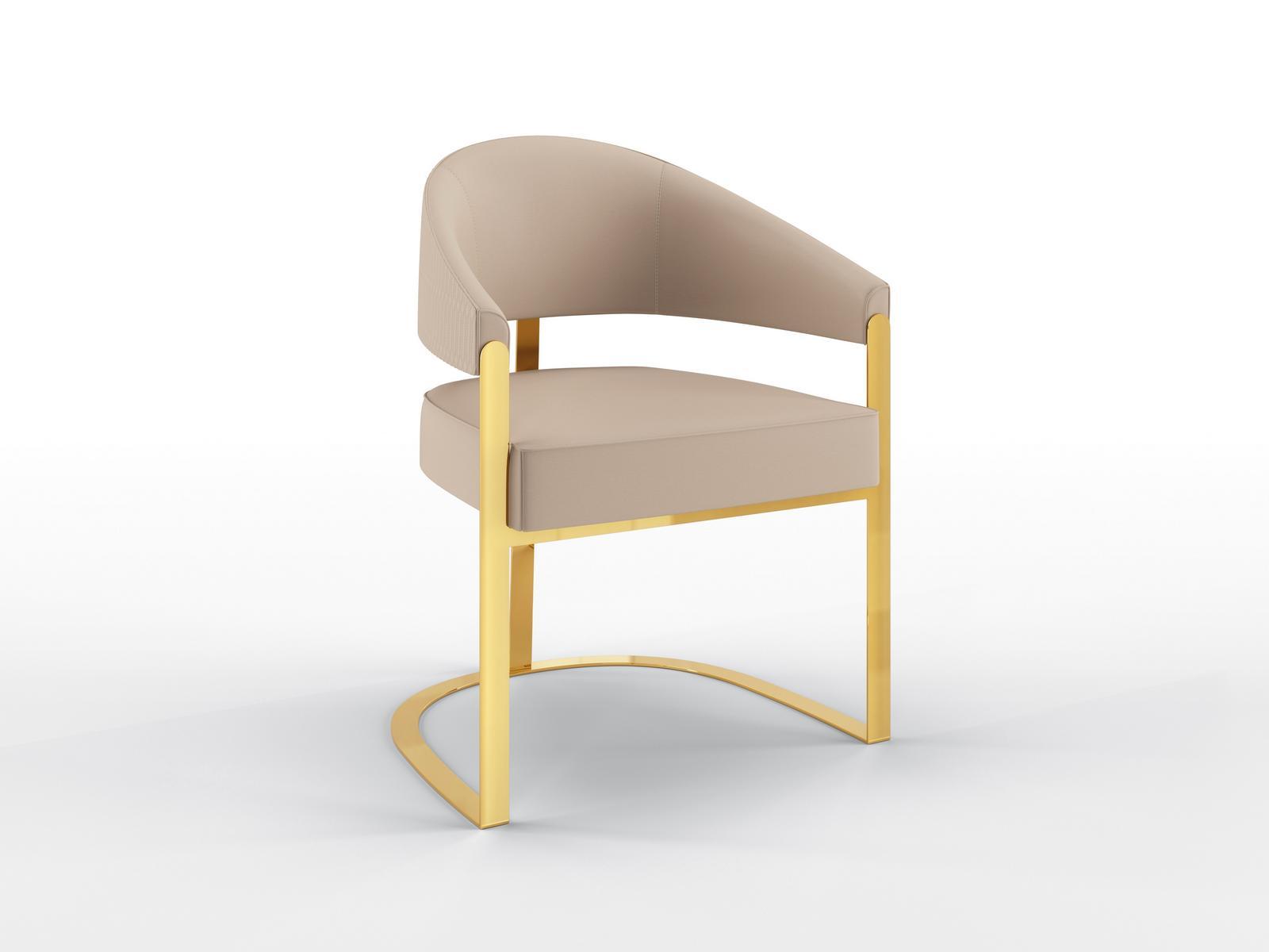 Upholstered leather chair with armrests | Ariston by Bruno Zampa