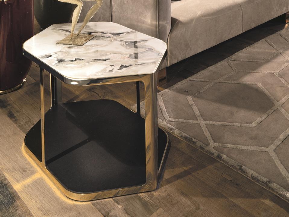 Octagonal metal coffee table | Tiles by Longhi