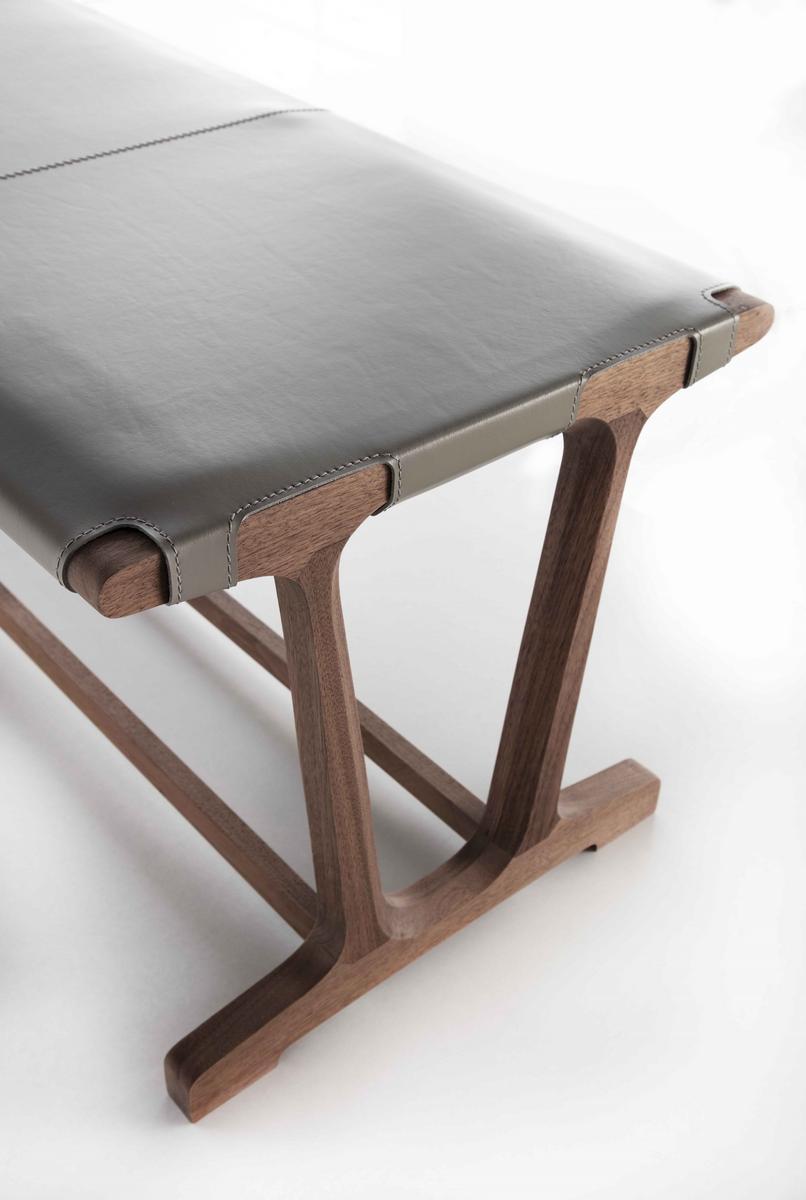 Upholstered solid wood bench | Archè by Frigerio