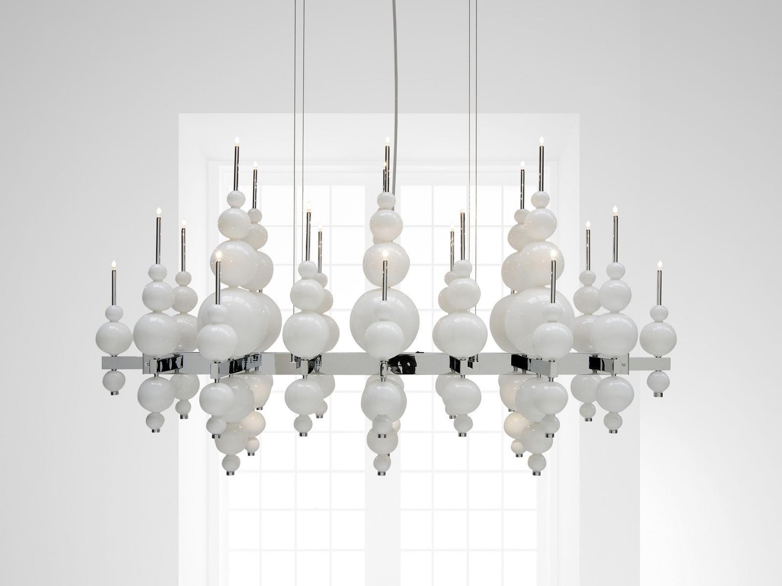 Direct-indirect light glass pendant lamp | Tears From Moon H22+3 by Ilfari