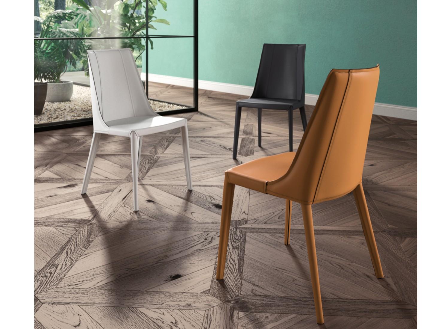 Tanned leather restaurant chair | Loren by Ozzio Italia