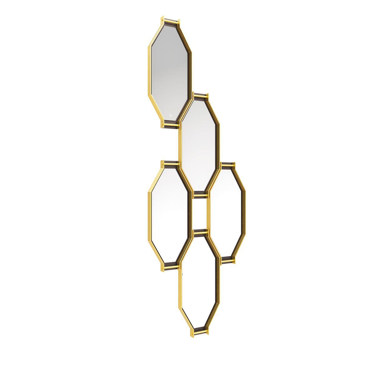 Wall mirror with metal frame | Twin Composition 1 by Bruno Zampa