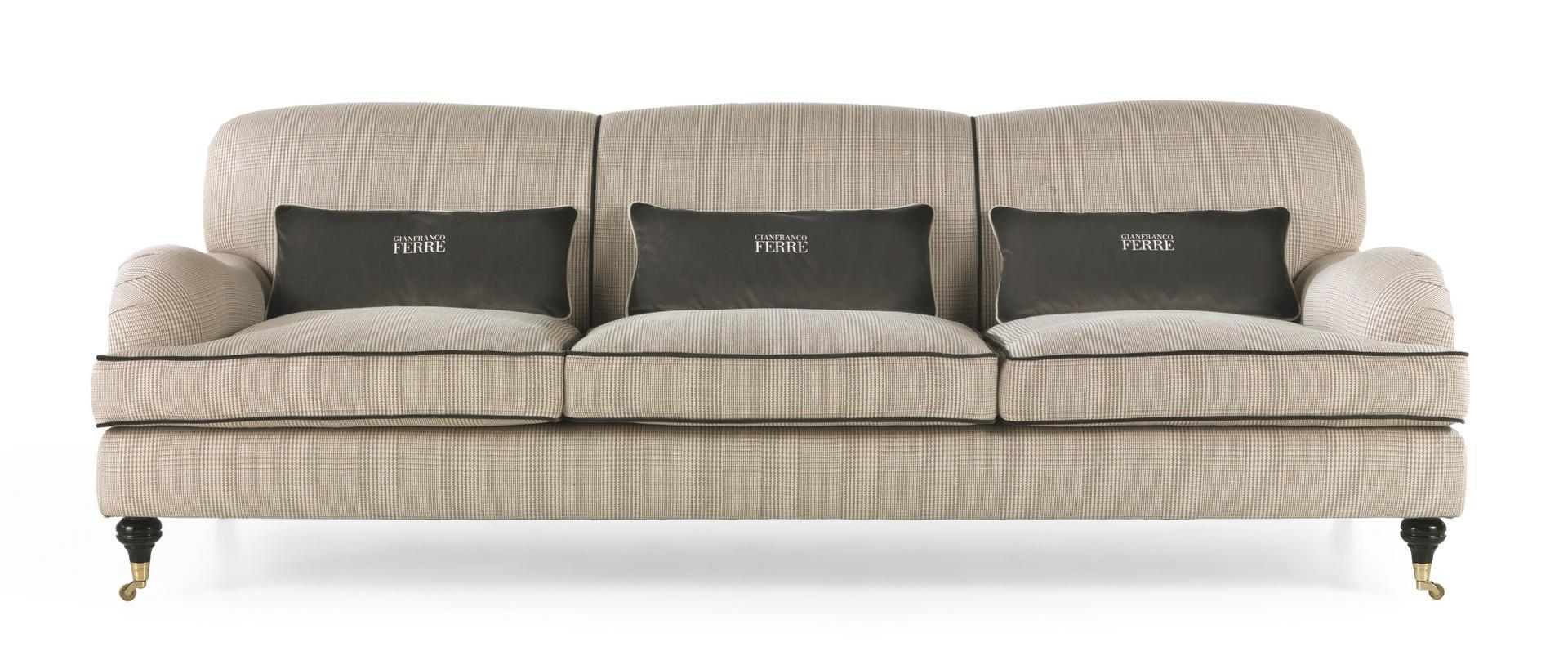 3 seater fabric sofa with castors | London by Gianfranco Ferre Home