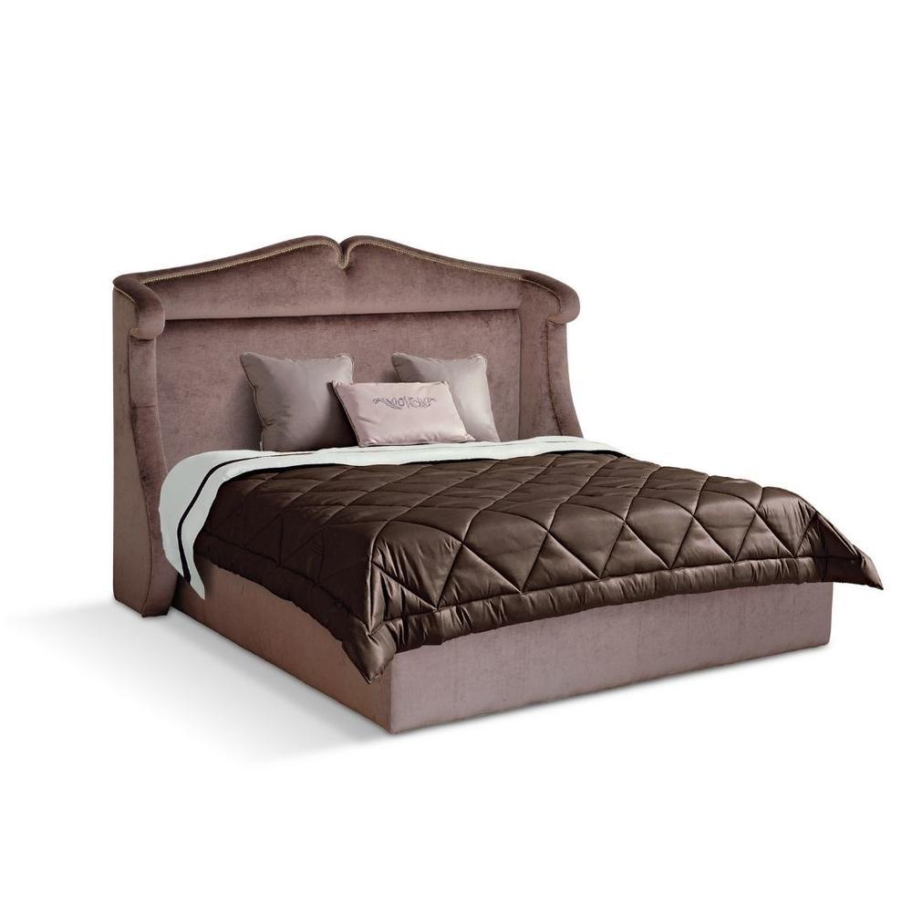 VERONA Velvet bed with upholstered headboard